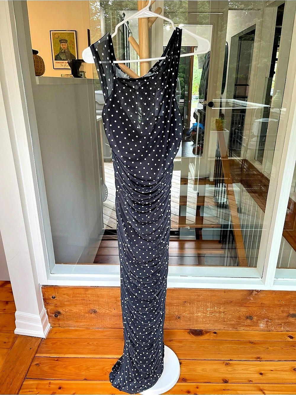 Revolve AFRM Biona Polka Dot Maxi Dress in Black & White Size large NWT